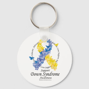 Down Syndrome Ribbon of Butterflies Keychain