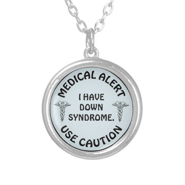 DOWN SYNDROME SILVER PLATED NECKLACE (Front)