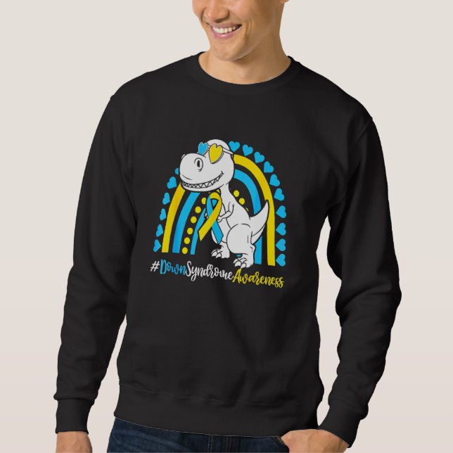 Down Syndrome T Rex Dinosaur  Boys Kids Trisomy T2 Sweatshirt (Front)