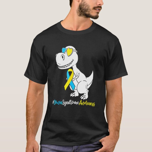 Down Syndrome T Rex Dinosaur  Boys Kids Trisomy T2 T-Shirt (Front)