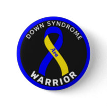 Down Syndrome Warrior Ribbon Black Button