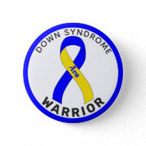 Down Syndrome Warrior Ribbon White Button