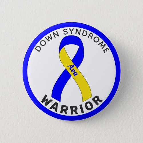 Down Syndrome Warrior Ribbon White Button