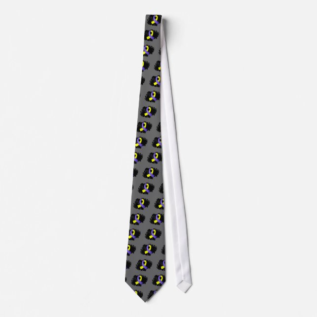 Down Syndrome Yellow Blue Ribbon With Scribble Neck Tie (Front)