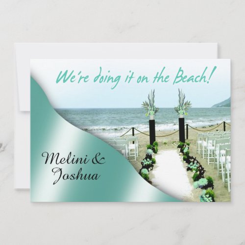 Down the Aisle Aqua Lucite Green Beach Wedding Invitation