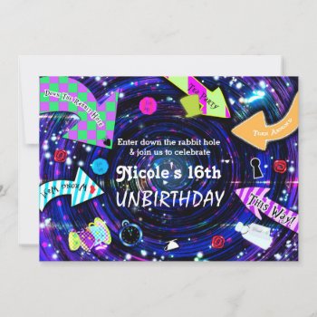 Down The Rabbit Hole Alice In Wonderland Party Invitation by printabledigidesigns at Zazzle