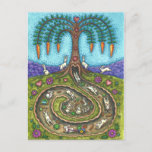 DOWN THE RABBIT HOLE, CARROT WILLOW TREE FOLK ART POSTCARD