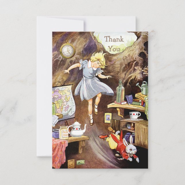 Down the Rabbit Hole Thank You Baby Shower Invitation (Front)