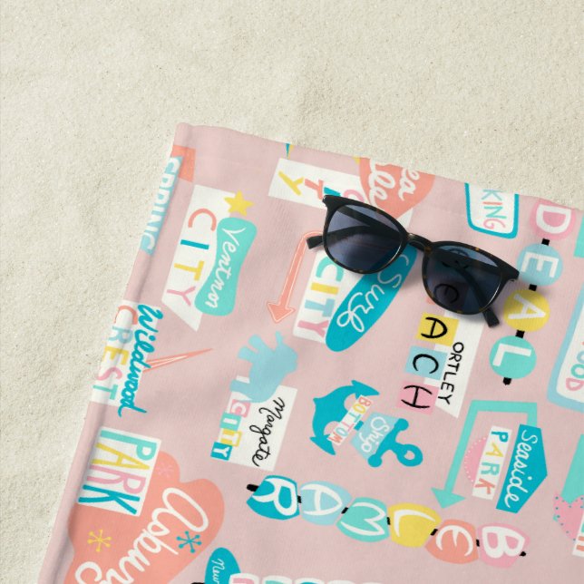 Down the Shore NJ Beach Themed Towel (In Situ)