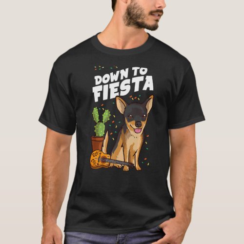 Down To Fiesta Pupper Chihuahua Cinco De Mayo Cani T_Shirt