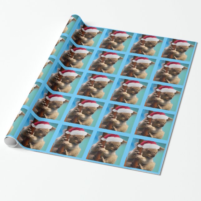 Down Under Christmas Hat Koala Wrapping Paper (Unrolled)
