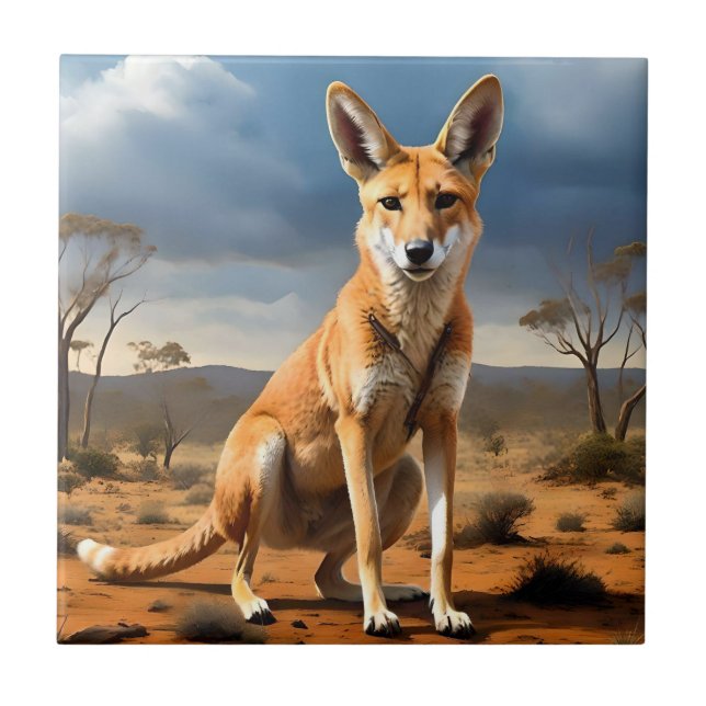 **"Down Under Delight: The Kangaringo Design"** Ceramic Tile (Front)