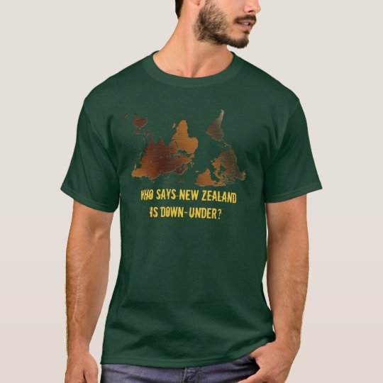 DOWN-UNDER UPSIDE-DOWN Funny WORLD MAP T-Shirt