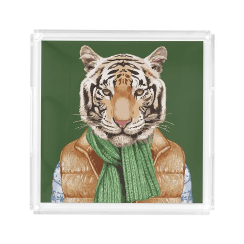 Down Vest Tiger Acrylic Tray