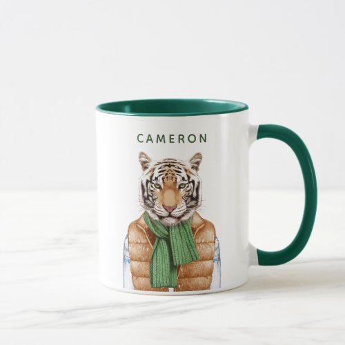 Down Vest Tiger  Add Your Name Mug