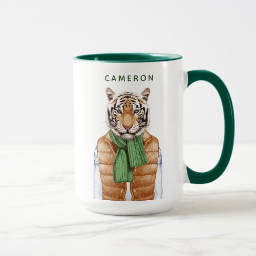 Down Vest Tiger  Add Your Name Mug