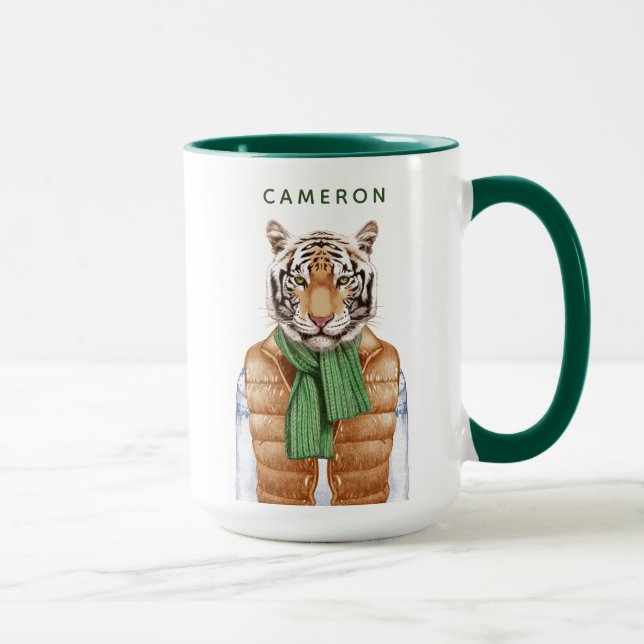 Down Vest Tiger | Add Your Name Mug (Right)