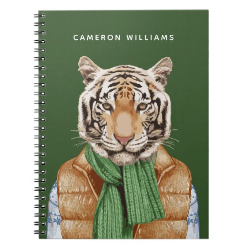 Down Vest Tiger  Add Your Name Notebook