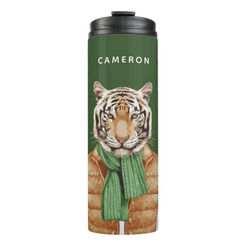 Down Vest Tiger  Add Your Name Thermal Tumbler