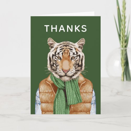 Down Vest Tiger  Add Your Text Card