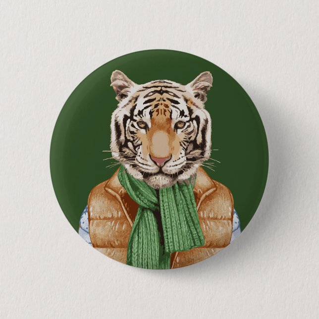 Down Vest Tiger Button (Front)