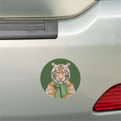 Down Vest Tiger Car Magnet