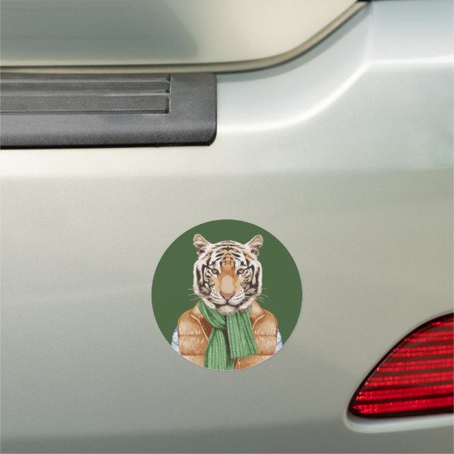 Down Vest Tiger Car Magnet (In Situ)