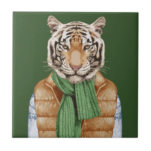 Down Vest Tiger Ceramic Tile