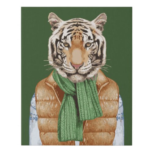 Down Vest Tiger Faux Canvas Print