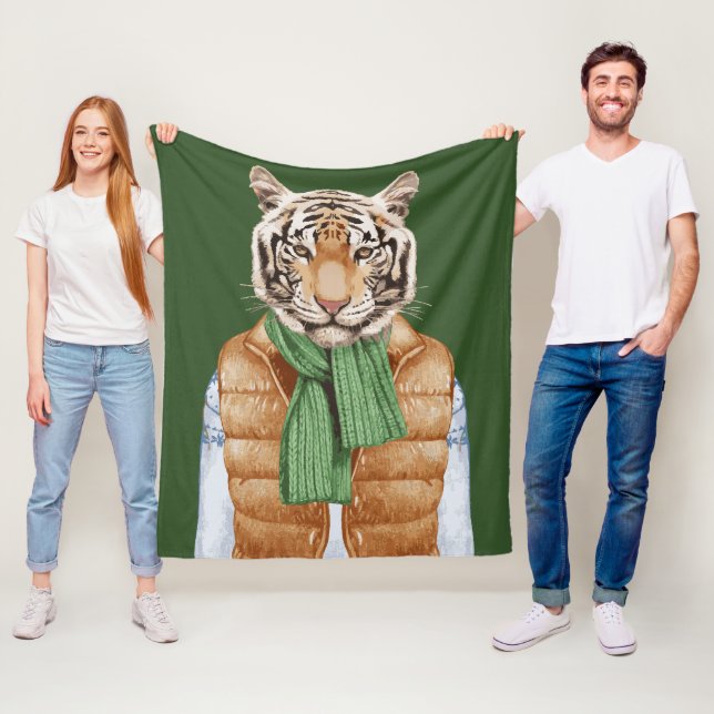 Down Vest Tiger Fleece Blanket (In Situ)
