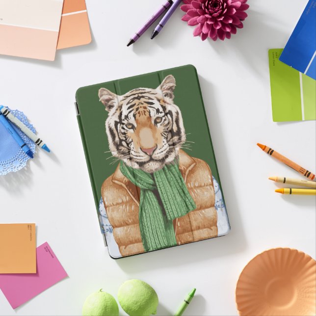 Down Vest Tiger iPad Pro Cover (Desk)