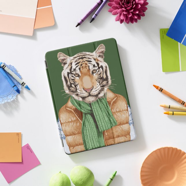 Down Vest Tiger iPad Pro Cover (Desk)