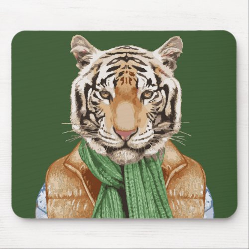 Down Vest Tiger Mouse Pad