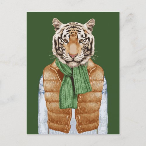 Down Vest Tiger Postcard