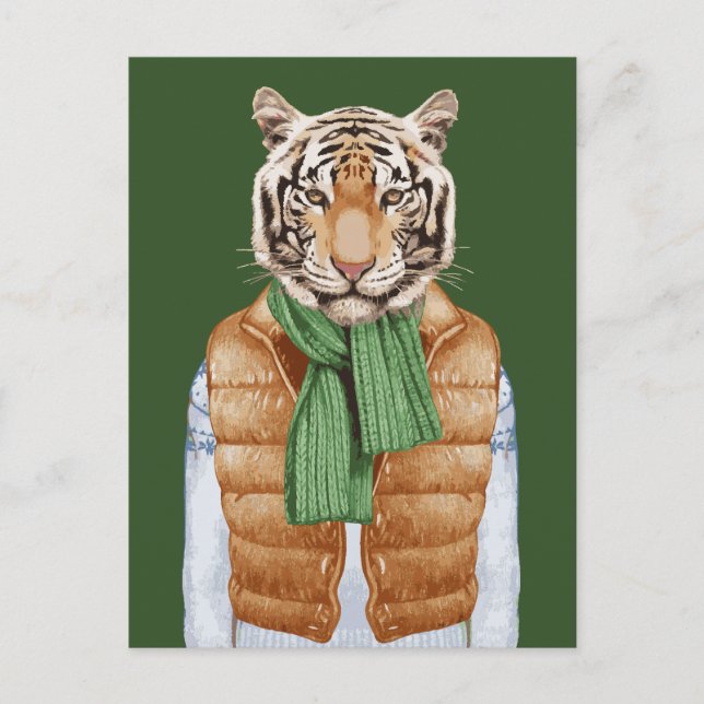 Down Vest Tiger Postcard (Front)
