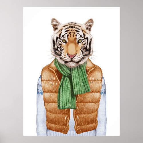 Down Vest Tiger Poster