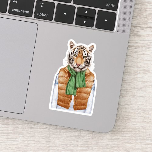 Down Vest Tiger Sticker