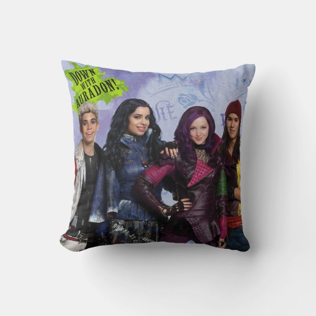 Down With Auradon Throw Pillow (Front)