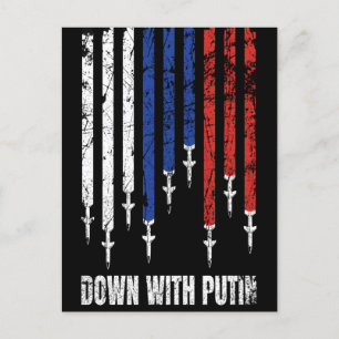 Down with Putin Antiwar Peace Ukraine Postcard
