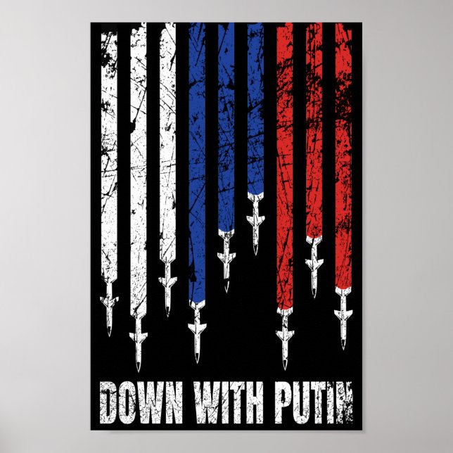 Down with Putin Antiwar Peace Ukraine Poster (Front)