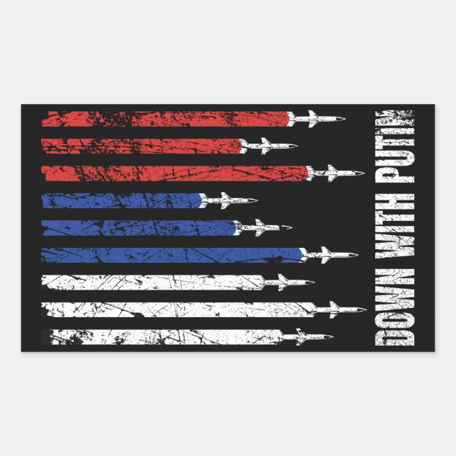 Down with Putin Antiwar Peace Ukraine Rectangular Sticker (Front)