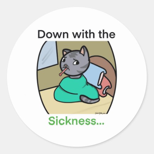 Down with the sickness classic round sticker