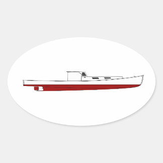 Downeast Maine Lobster Boat Color Illustration Oval Sticker