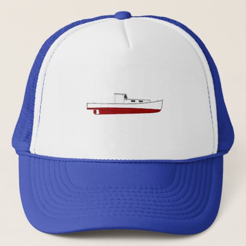 Downeast Maine Lobster Boat Color Illustration Trucker Hat