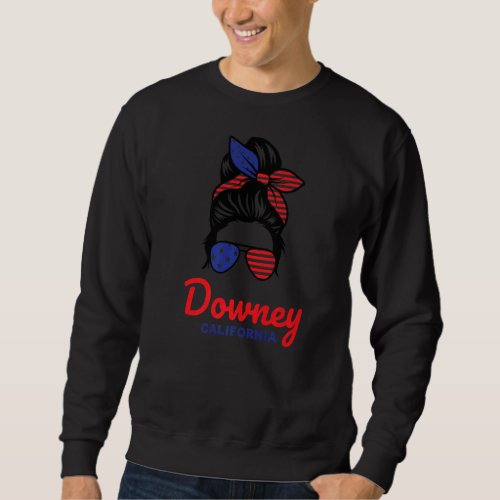 Downey California Retro Messy Bun Sweatshirt
