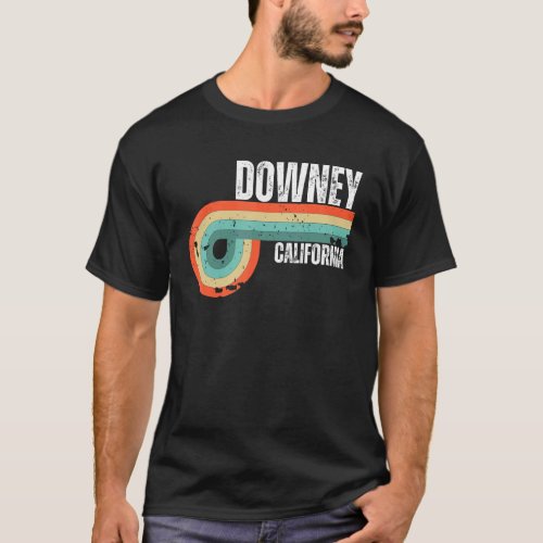 Downey City California State Vintage Retro Souveni T_Shirt
