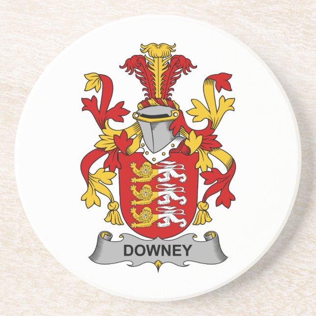 Downey Family Crest Sandstone Coaster (Front)