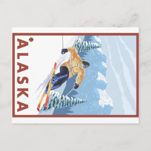 Downhhill Snow Skier - Alaska Postcard