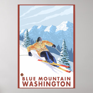 Downhhill Snow Skier - Blue Mountain, Poster