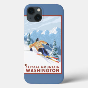 Downhhill Snow Skier - Crystal Mountain, WA iPhone 13 Case